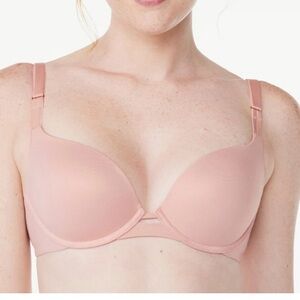 Joyspun Women's Smooth Push Up with Keyhole Bra, Size 34B, Mystical Rose